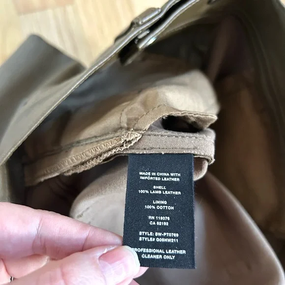 HELMUT LANG lamb leather pants ankle zip slim fit olive green size 6